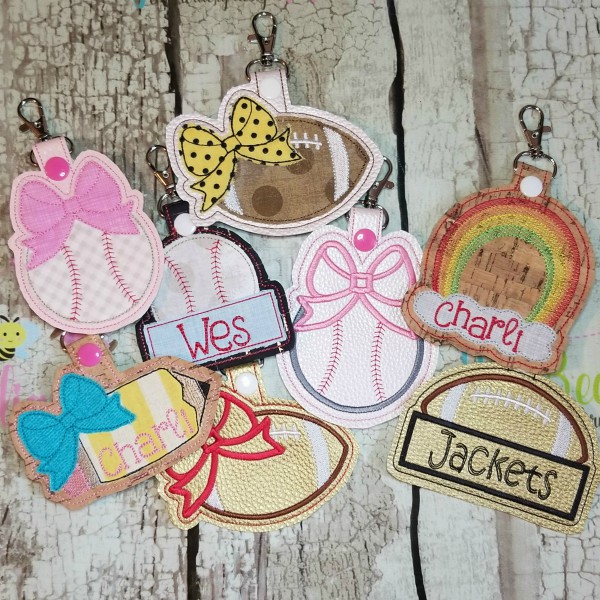 In the Hoop Bag Tag Embroidery Design Key Fob Design Set of 20